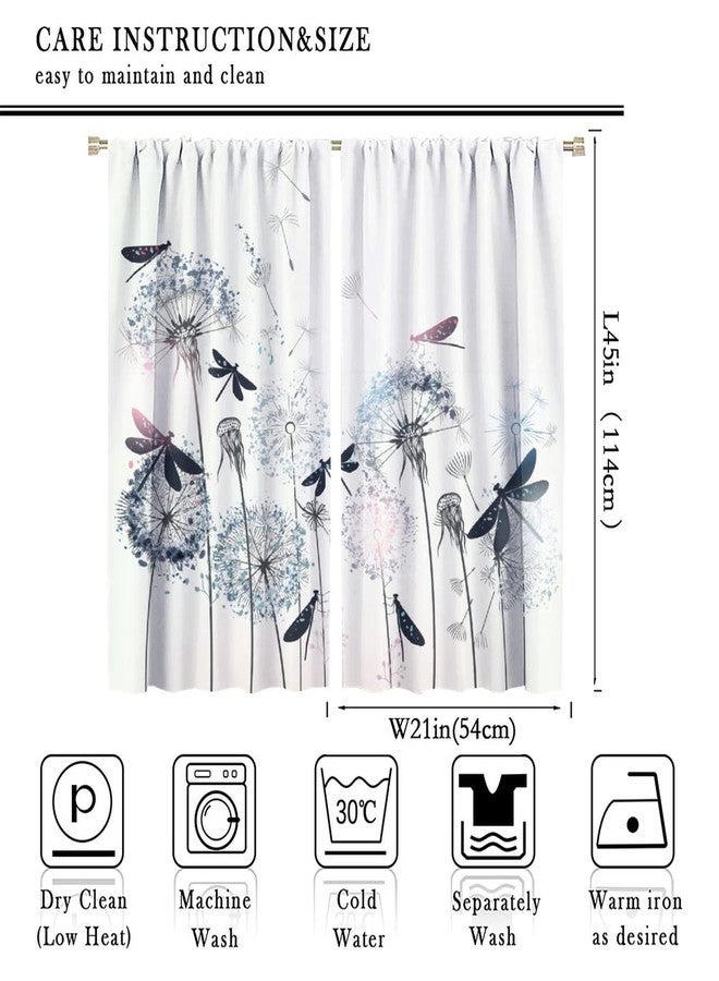 Kurtect Dandelion Blackout Curtain Dragonfly Teal Blue Floral Window Curtain Noise Reducing Drapes Rod Pocket Bedroom Kitchen Dining Room Cafe Living Room 2 Panels 42x45 in - Image 2